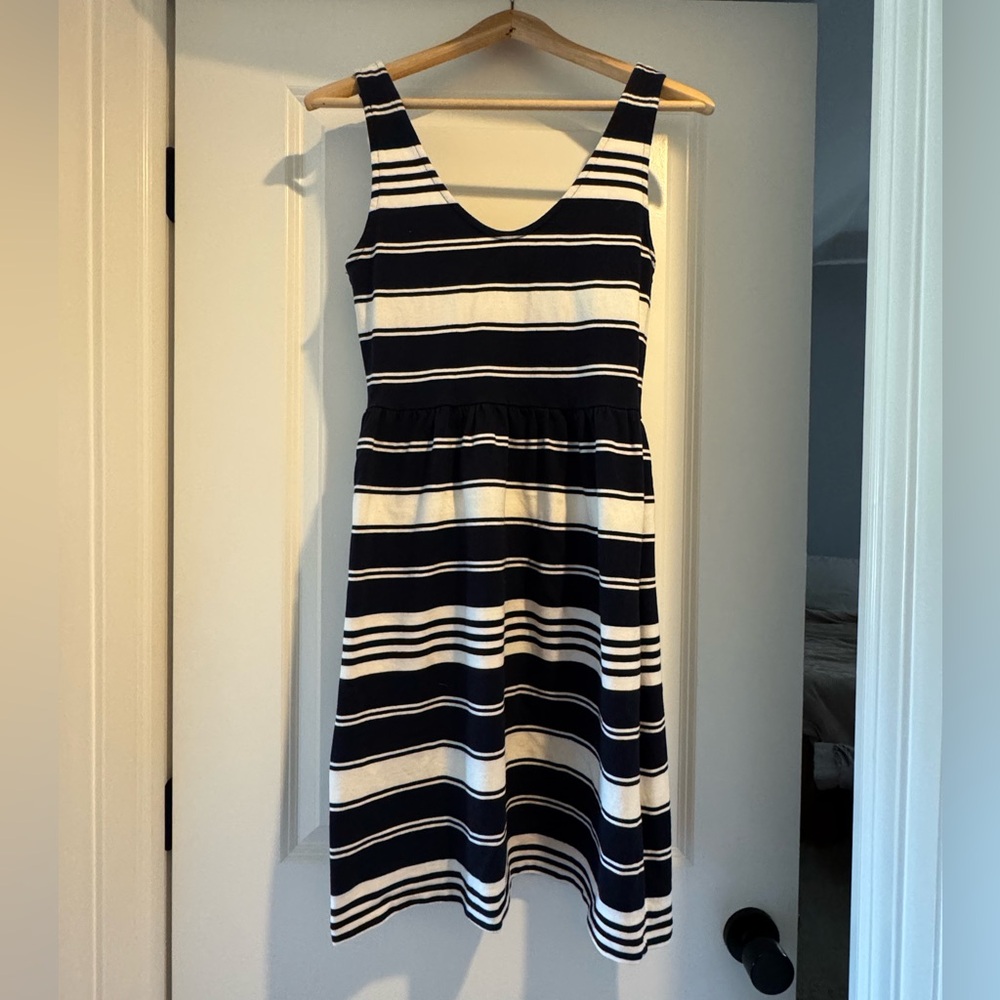 J. Crew Black and White Sleeveless V-Neck Sundress